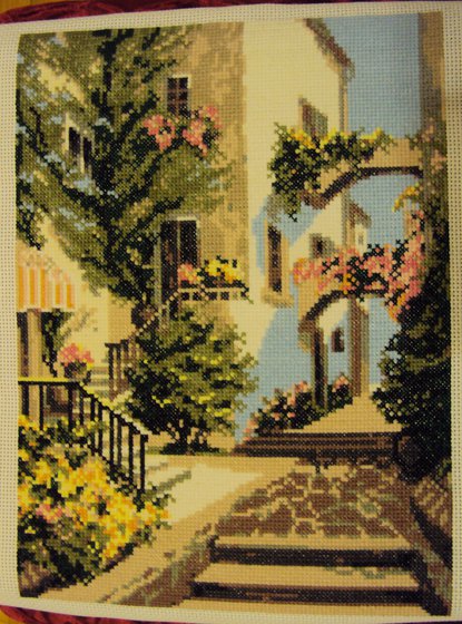 Работа «Итальянский дворик (26х38 см., 17 цветов, шерсть, "Риолис")»
