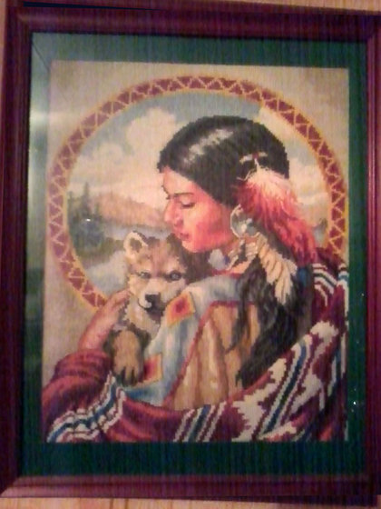 Работа «Индейская девушка с волчонком»