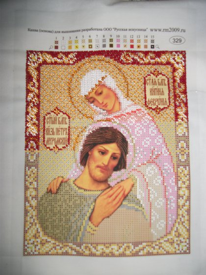 Работа «икона "Св. Петр и Феврония Муромские" в процессе работы.»