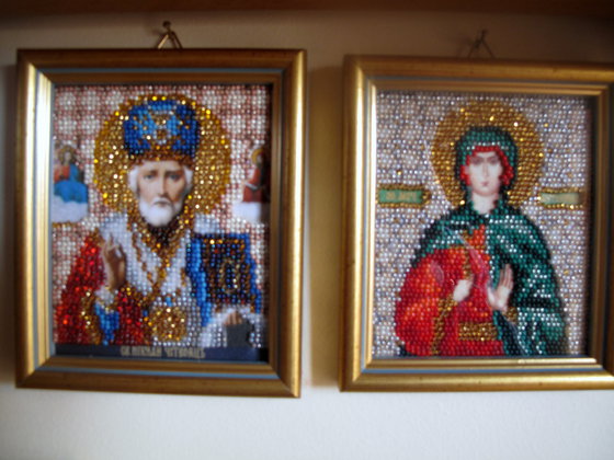 Работа «Икона Николая Чудотворца и святой мученицы Антонины.»