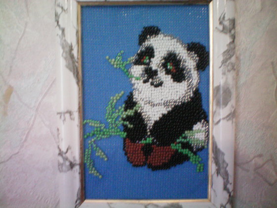 Работа «Вышивка бисером Панда с тростником»