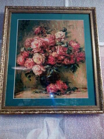 Работа «"Букет роз", по мотивам картины Ренуара, 40х48»