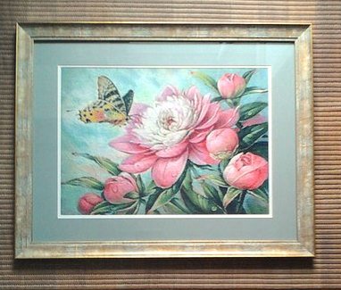 Работа «"Бабочка на пионами" 100 цветов, 46 500 крестиков»