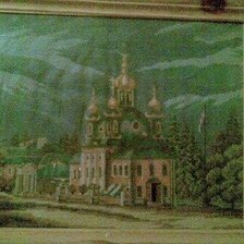 Работа «Вид на церковь Петергофского дворца.»