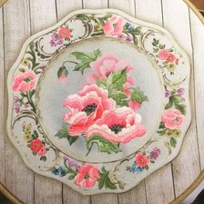Работа «тарелка с розовыми маками»