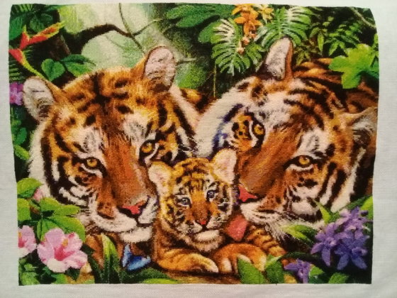 Работа «Семья тигров в джунглях»