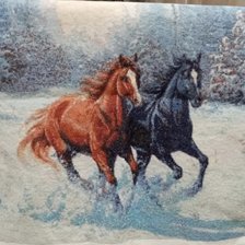 Работа «Лошади в зимнем лесу»