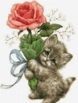 Котенок с розой №122728