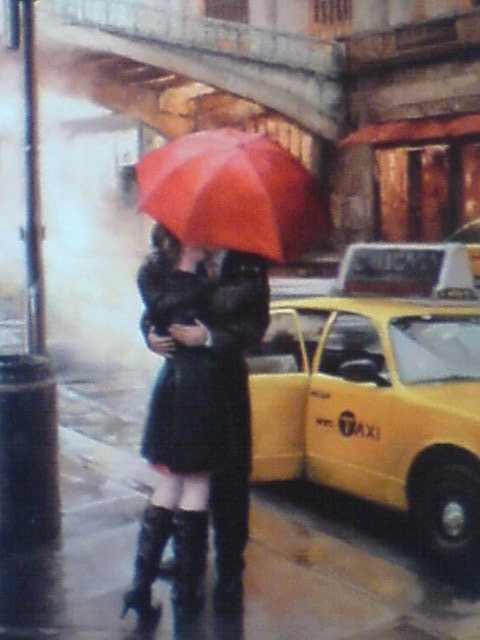 красный зонтик - любовь, романтика - оригинал
