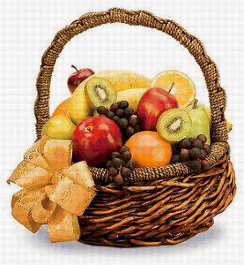 Фруктовая корзина)) - для кухни, фруктовая корзина, виноград, киви, банан, фрукты, яблоко - предпросмотр