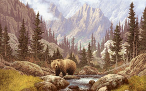 медведь - горы, лес, пейзаж, медведь - оригинал