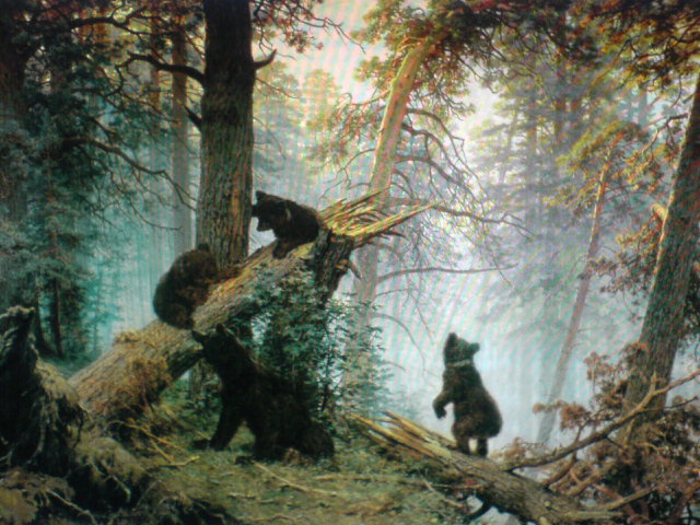 "Утро в сосновом лесу" - природа, животные, живопись - оригинал
