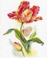 Тюльпан и бабочка - природа, цветы, бабочки, живопись - оригинал