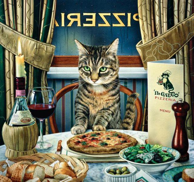 кот в пиццерии - оригинал