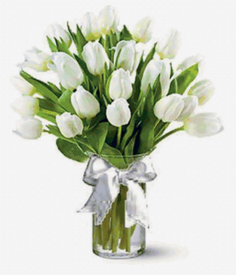 Красивые белые тюльпаны в вазе) - flowers, букет, тюльпаны, цветы - предпросмотр