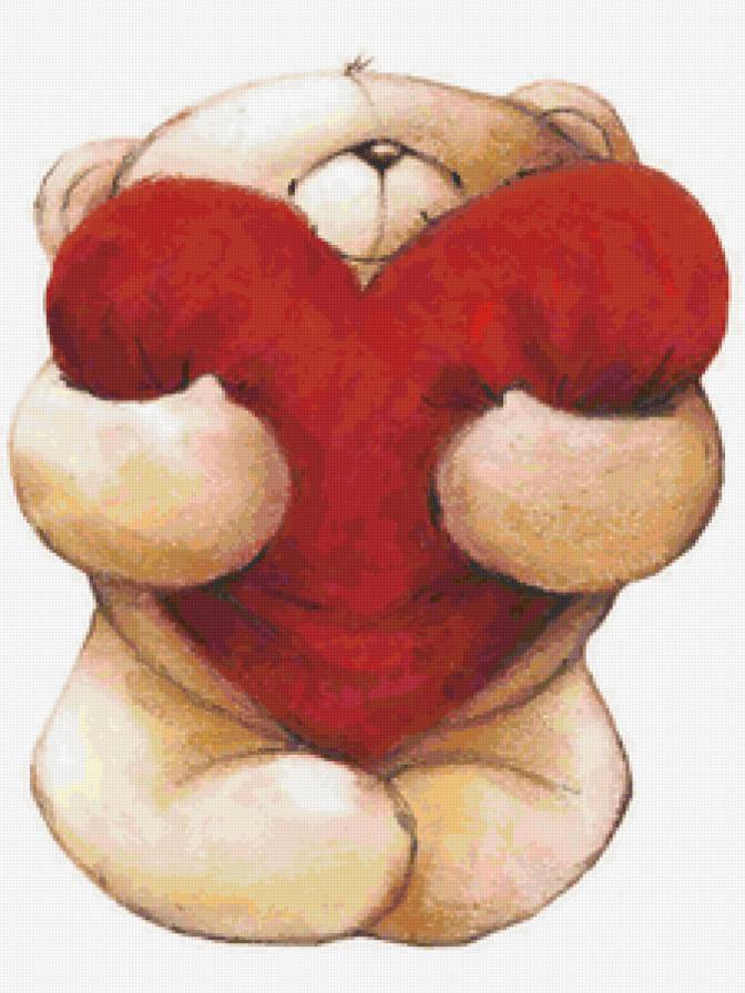 Милый медвежонок с сердечком) - медвежонок, для любимых, игрушка, с сердечком - предпросмотр