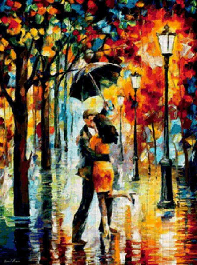 влюбленные под зонтом, Афремов - афремов, вечер, парк, пара, зонт - предпросмотр