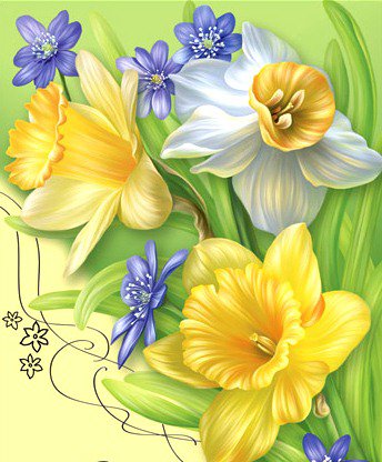 Нарциссы - цветы, весенние цветы, нарциссы, панно, цветочки - оригинал