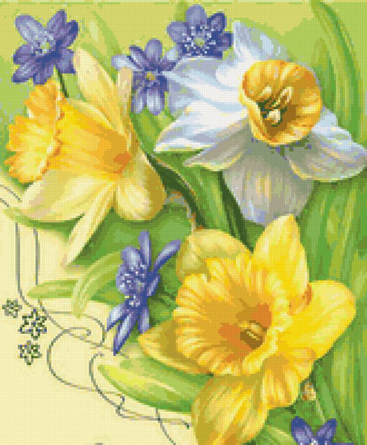 Нарциссы - нарциссы, панно, цветочки, весенние цветы, цветы - предпросмотр