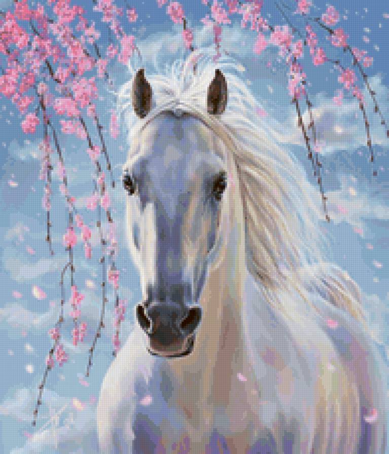 красивая лошадь - лошадь в цветах, лошадь, животные - предпросмотр