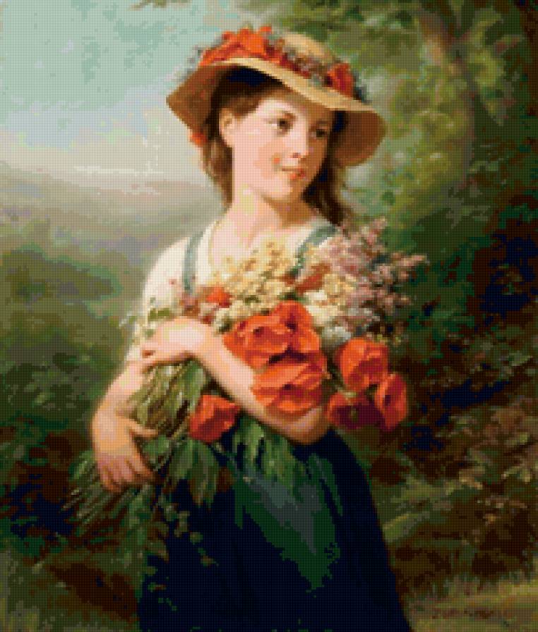 девушка с цветами - букет, природа, цветы, девушка - предпросмотр