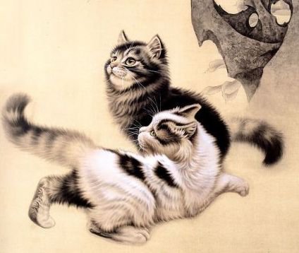 Кошки - кошки, картина, животные, гохуа, анималисты - оригинал