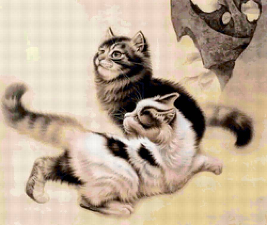 Кошки - анималисты, гохуа, картина, кошки, животные - предпросмотр