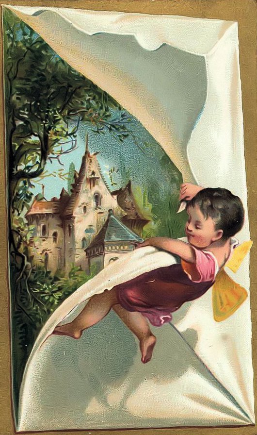 №2997 - мальчик, замок, ретро, открытка, письмо - оригинал