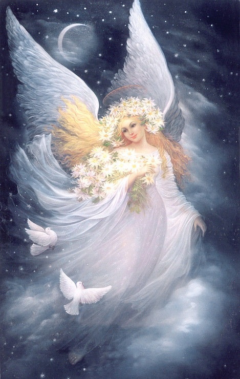 ангел - сказка, девушка, ангел, голуби - оригинал