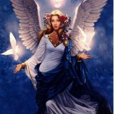 Оригинал схемы вышивки «ангел с голубями» (№3175)