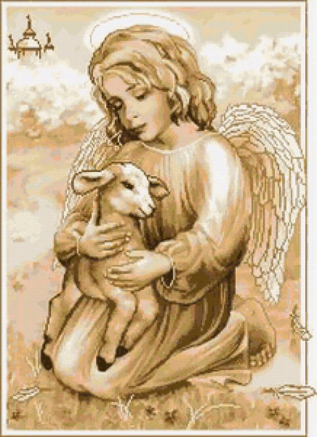 ангел - ангел, овечка, мальчик, религия, дети - предпросмотр