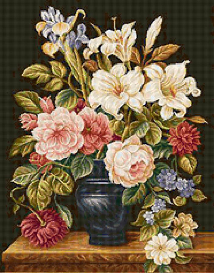 Пышный букет - цветы в вазе - предпросмотр