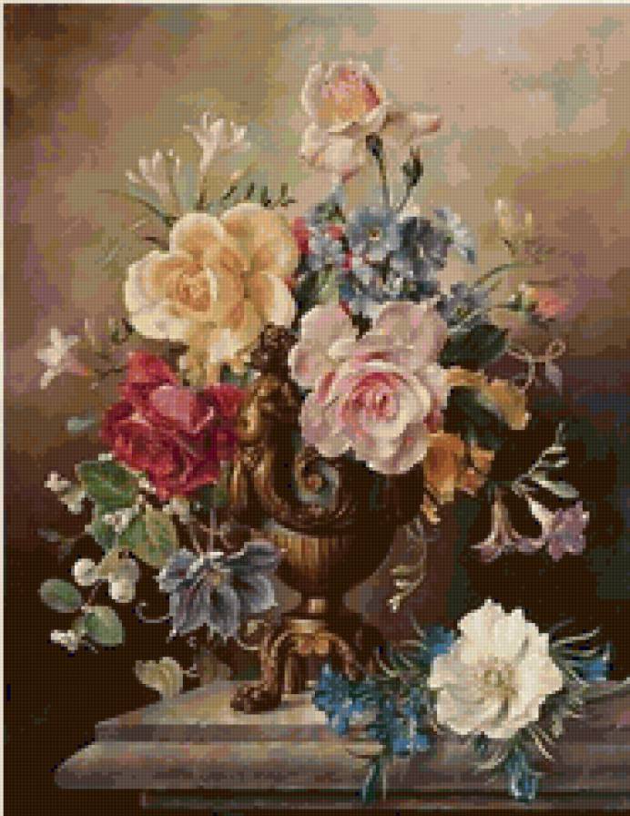 Нарядный букет - цветы в вазе - предпросмотр