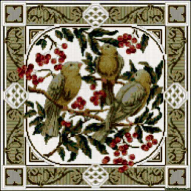 Подушка"Птицы" - живопись, подушка, птицы - оригинал