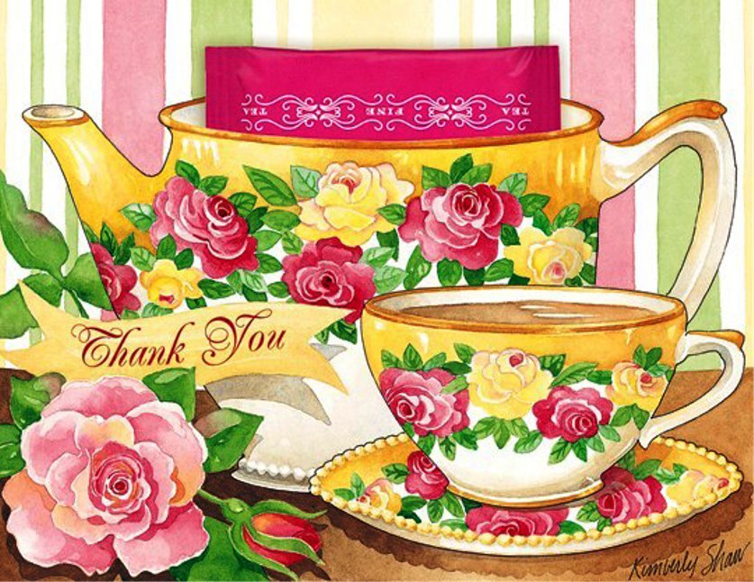 Чаепитие - розы, чаепитие, чайник, фарфор, цветы, для кухни, натюрморт - оригинал