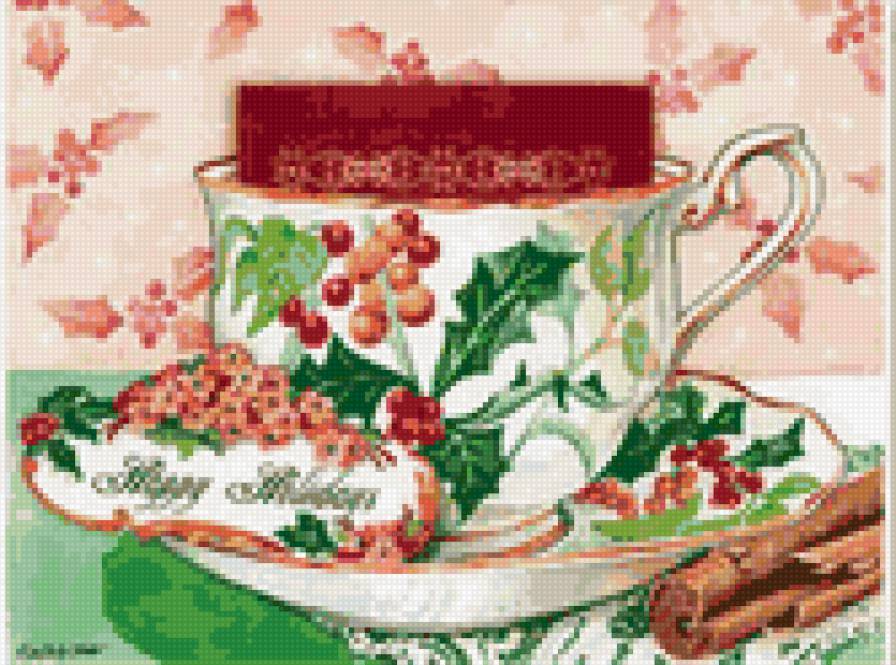 Чаепитие - цветы, фарфор, чайник, натюрморт, чаепитие, для кухни, рождество - предпросмотр