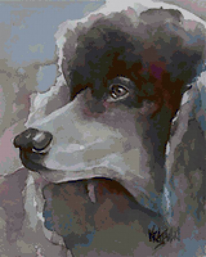 Акварель 3 - собака, пудель - предпросмотр