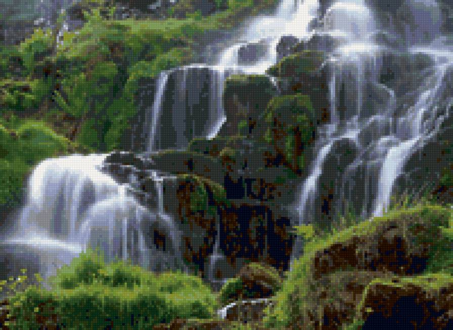 водопад - природа, горы, водопад, пейзаж - предпросмотр