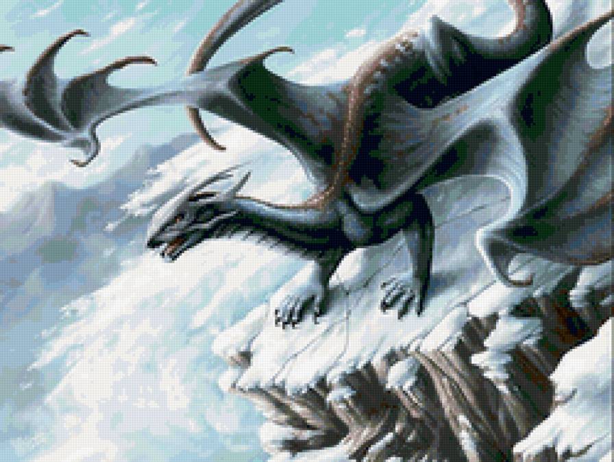Снежный дракон - фэнтези, животные, миф, дракон - предпросмотр