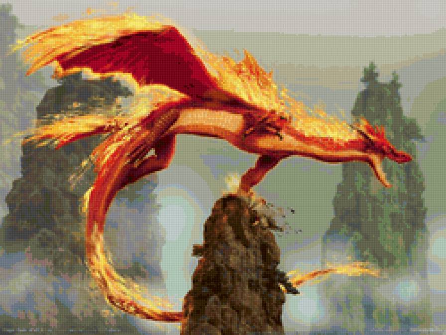 Огненный дракон - фэнтези, дракон, миф, животные - предпросмотр