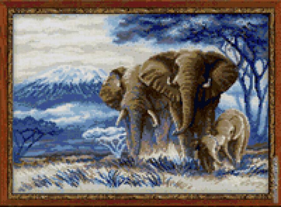 Серия "Африка" - горы, африка, животные, пейзаж, слоны - предпросмотр