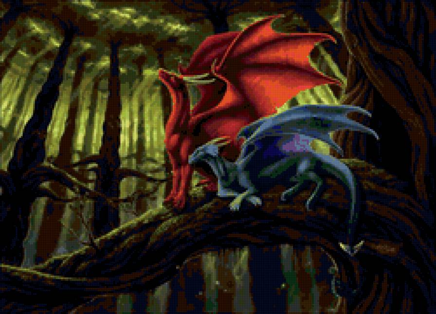 №5571 - дракон, природа, миф, животные, дерево - предпросмотр