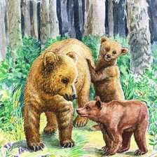Схема вышивки «Медведица и медвежата»