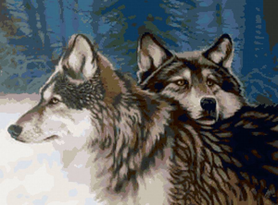 парочка - животные, любовь, волки - предпросмотр