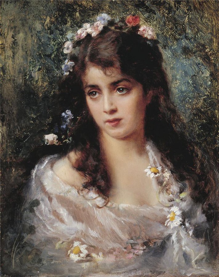 Девушка в костюме флоры - портрет, флора, живопись, картина - оригинал