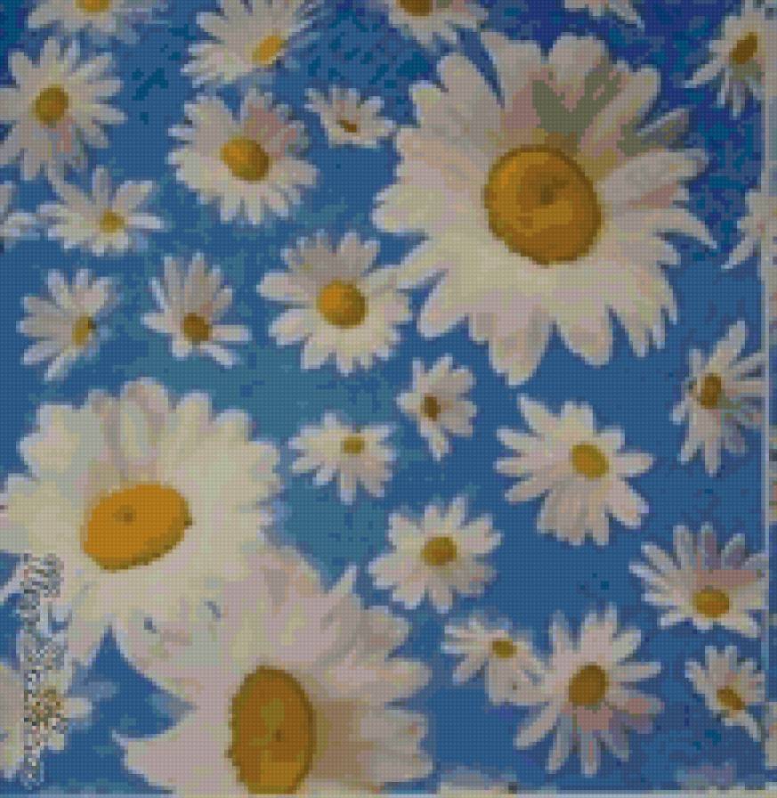 Подушка"Цветы" - ромашки, живопись, цветы, подушка - предпросмотр