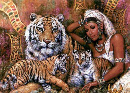 клеопатра с тиграми - тигры, клеопатра - оригинал