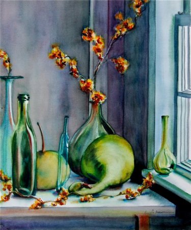 Серия "Натюрморт" - натюрморт, вазы, стекло - оригинал
