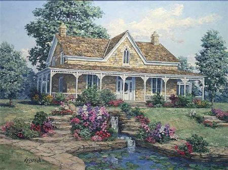 Серия "Дома" - пейзаж, природа, лето, цветы, дом - оригинал