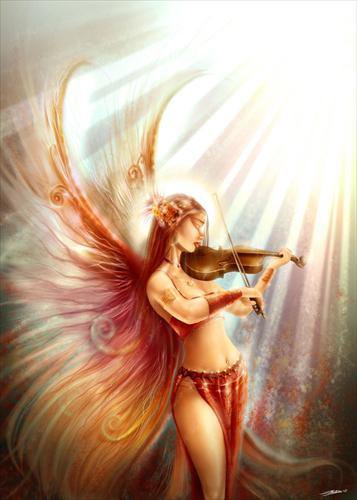 ангел со скрипкой - ангел, скрипка, сказка, девушка, скрипачка - оригинал